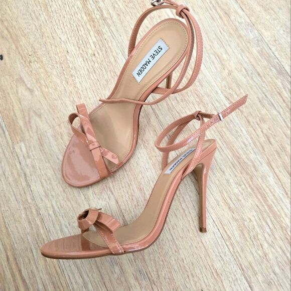 Steve Madden Bradshaw Dark Blush Patent Ankle Strap High Heel Sandals Size 9.5 - Picture 1 of 12